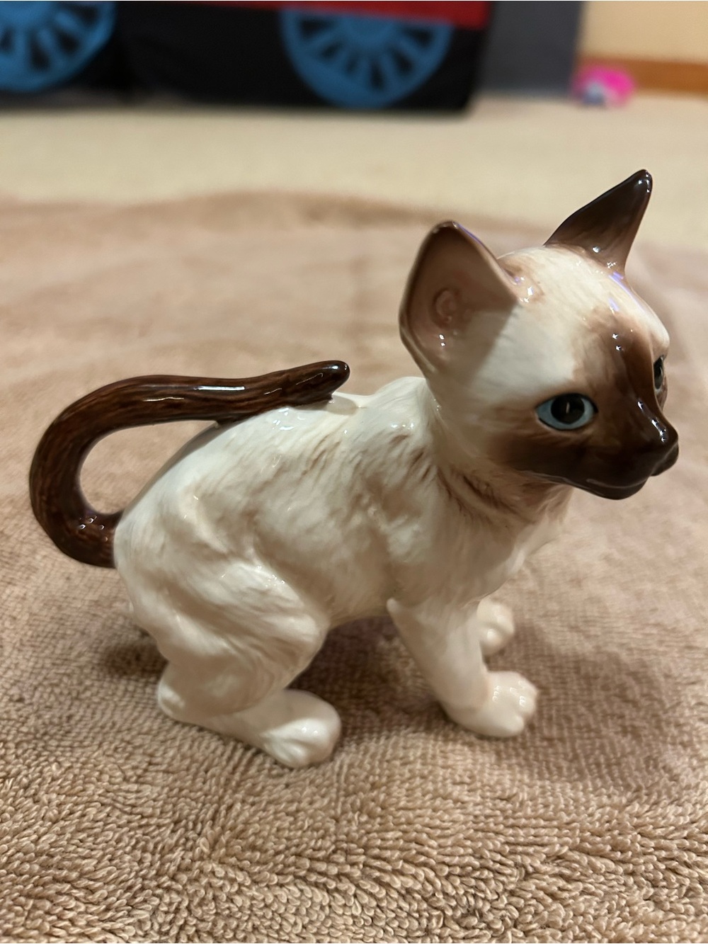 Lefton Porcelain Siamese Cat Figurine in Cream and Brown - Decorative Pet Statue